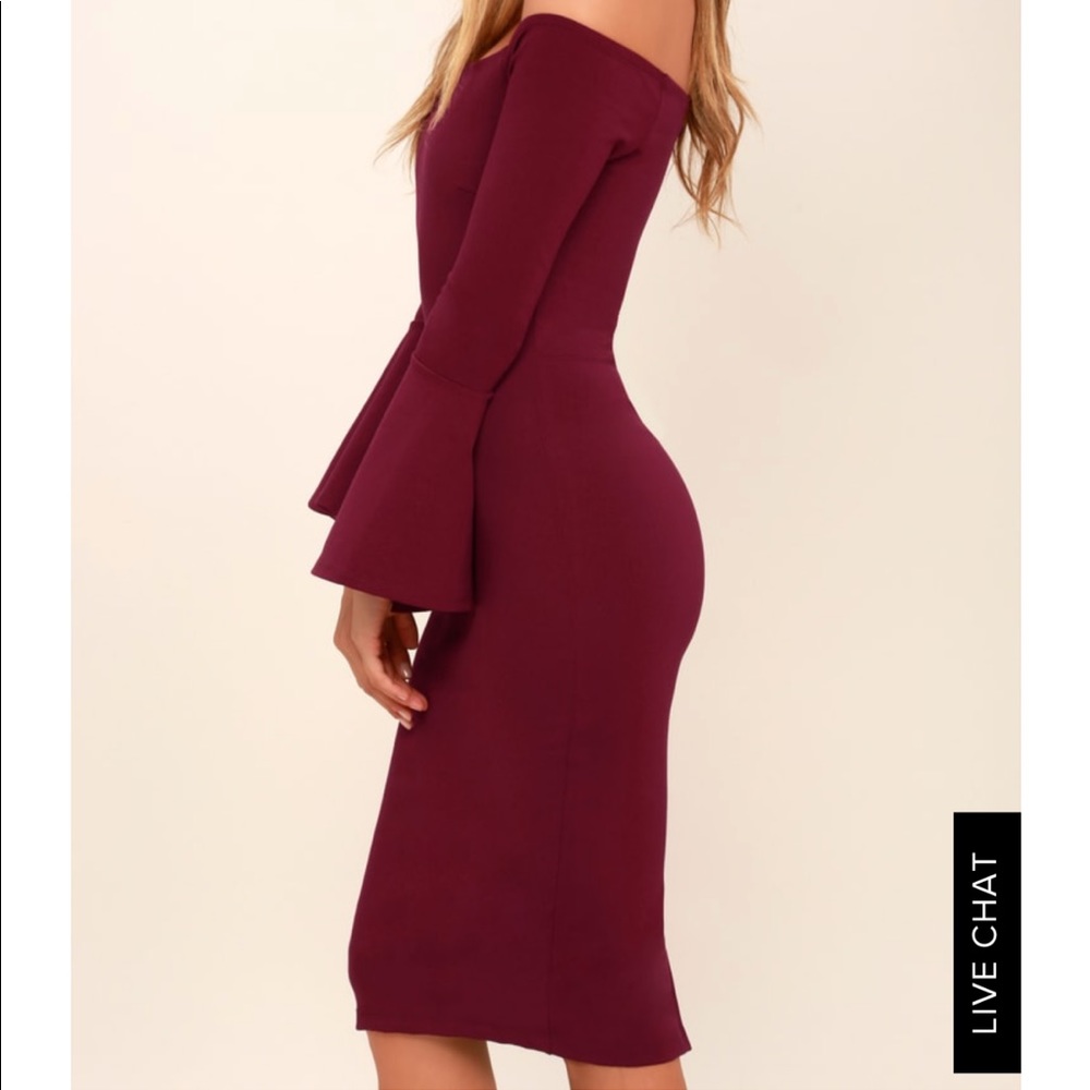Lulus Burgundy Off-the-Shoulder Midi Dress